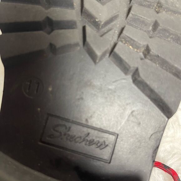 Skechers Combat Boots Black faux leather Memory Foam chunky heels SZ11 - Picture 11 of 11